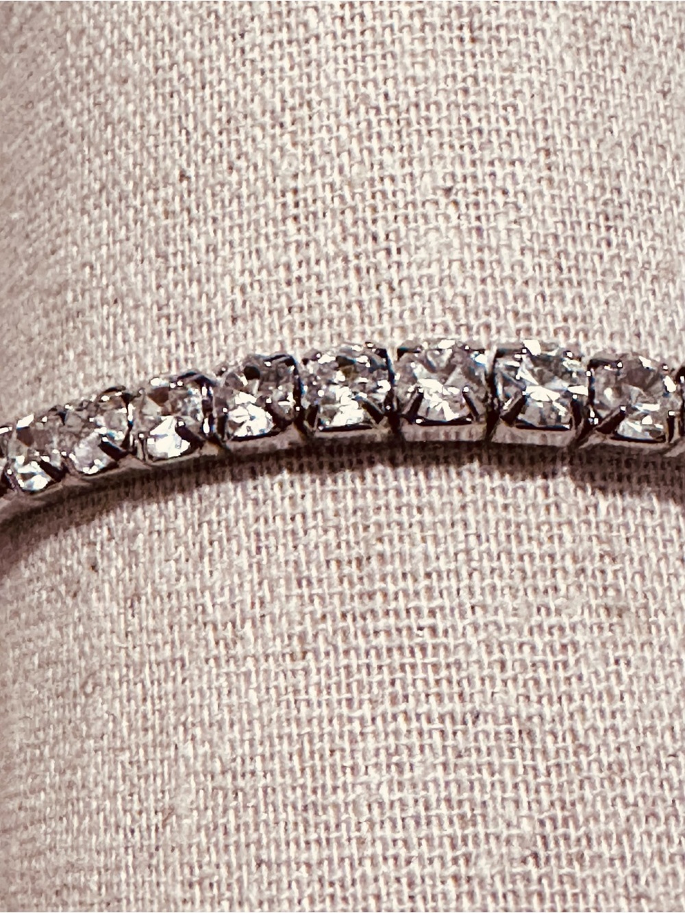 Vintage | Bracelet | Rhinestone Stretch Clear Crystal Cuff - Picture 4 of 7